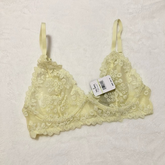 NWT Free People Yellow Lace Veronica Underwire Bra - Picture 2 of 8